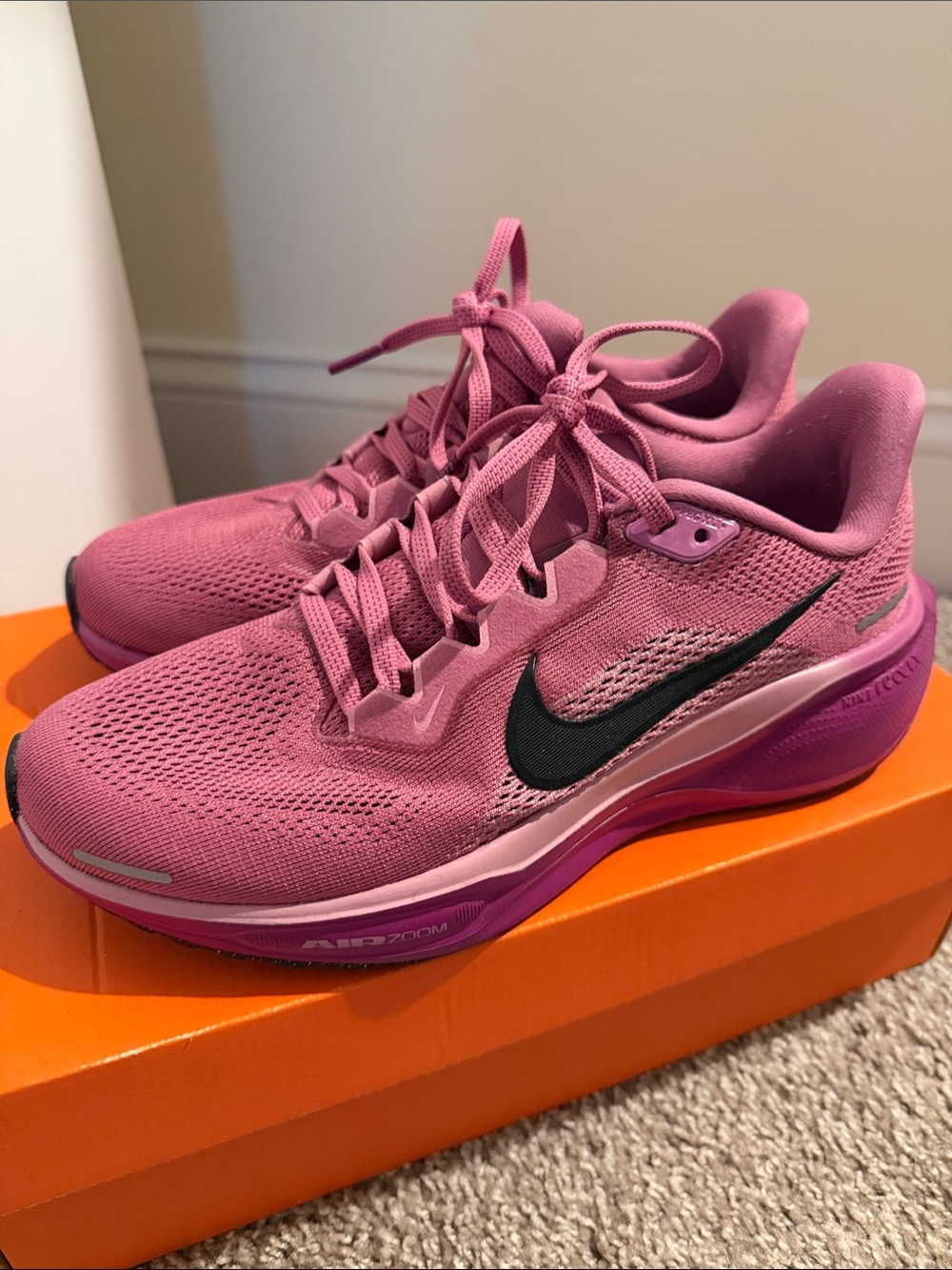Nike Women's Pink Air Zoom Pegasus 41 Athletic Running Shoes